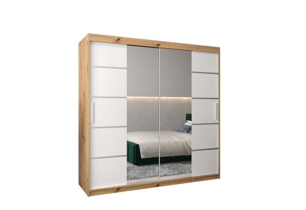 Šatníková skriňa VERONA 4, 200x200x62, dub artisan/biela -  - 0