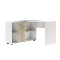 Písací stôl ELISEO, 121,4x75,3x120, biela/dub sonoma -  - 0