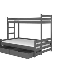 Detská poschodová posteľ BENITO + matrac, 90x200, grafit -  - 0