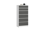 Vysoká komoda K60 6SZ 2, 60,4x129,3x40, biela/grafit -  - 0