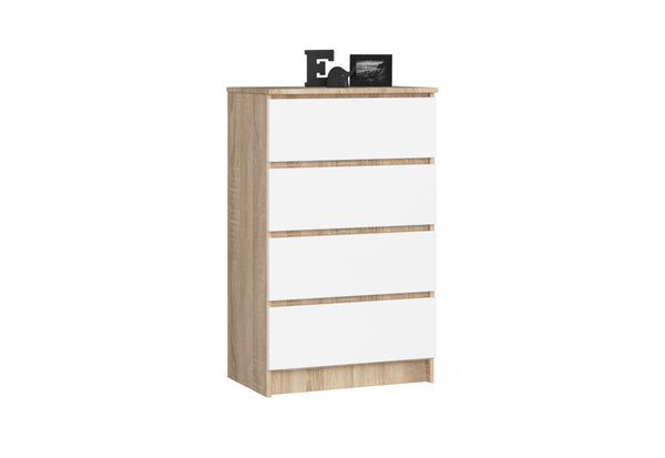 Komoda K60 4SZ, 60,4x99x40, dub sonoma/biela -  - 0