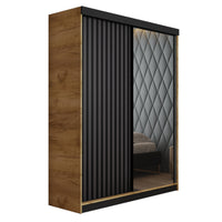 Šatníková skriňa MALANI, 138x205x60, dub craft zlatý/čierna -  - 0