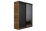 Šatníková skriňa MALANI, 138x205x60, dub craft zlatý/čierna -  - 0