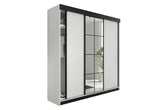 Šatníková skriňa LAMARO, 200x205x59, biela/čierna -  - 0