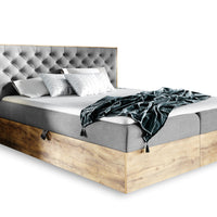 Manželská posteľ WOOD 3 + topper, 160x200, dub lancelot/faro 4 -  - 0