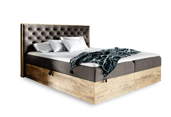 Manželská posteľ WOOD 3 + topper, 160x200, dub lancelot/faro 5 -  - 0