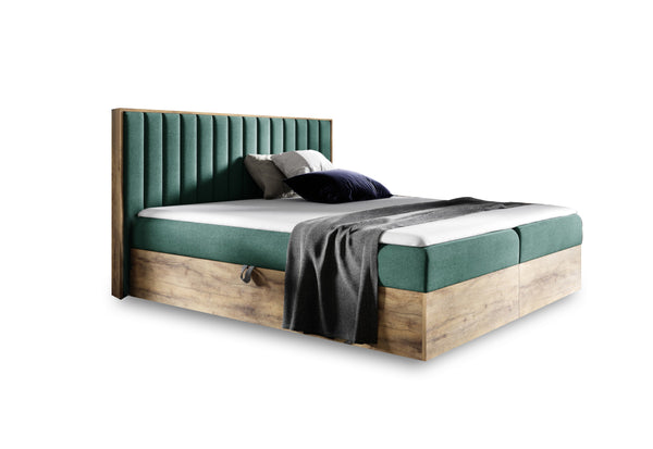 Manželská posteľ WOOD 4 + topper, 160x200, dub lancelot/faro 7 -  - 0