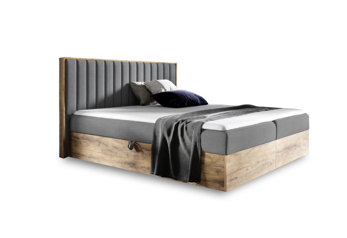 Manželská posteľ WOOD 4 + topper, 180x200, dub lancelot/faro 4 -  - 0