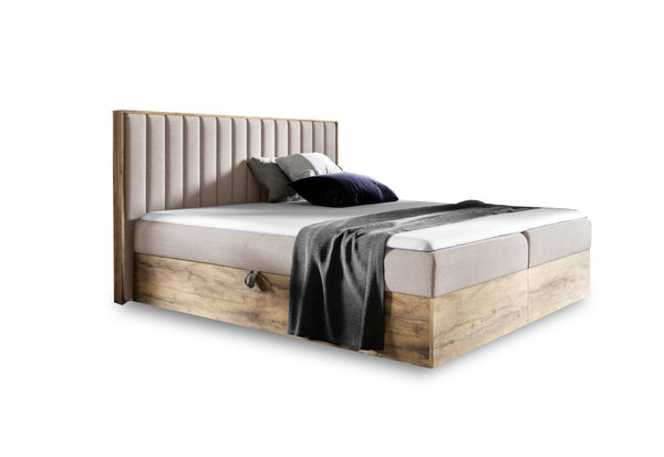Manželská posteľ WOOD 4 + topper, 180x200, dub lancelot/faro 20 -  - 0