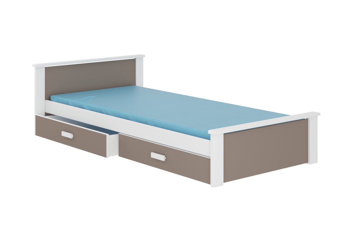 Posteľ  ALDEX + matrac, 180x80, biela/trufla -  - 0