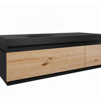 Kúpeľňová skrinka pod umývadlo SELI, 110x36x45, dub lefkas/čierna -  - 0
