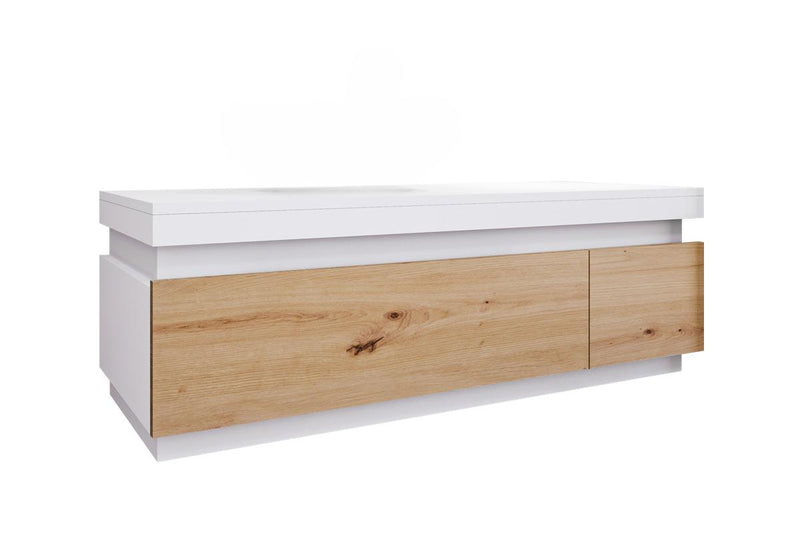 Kúpeľňová skrinka pod umývadlo SELI, 110x36x45, dub lefkas/biela -  - 0