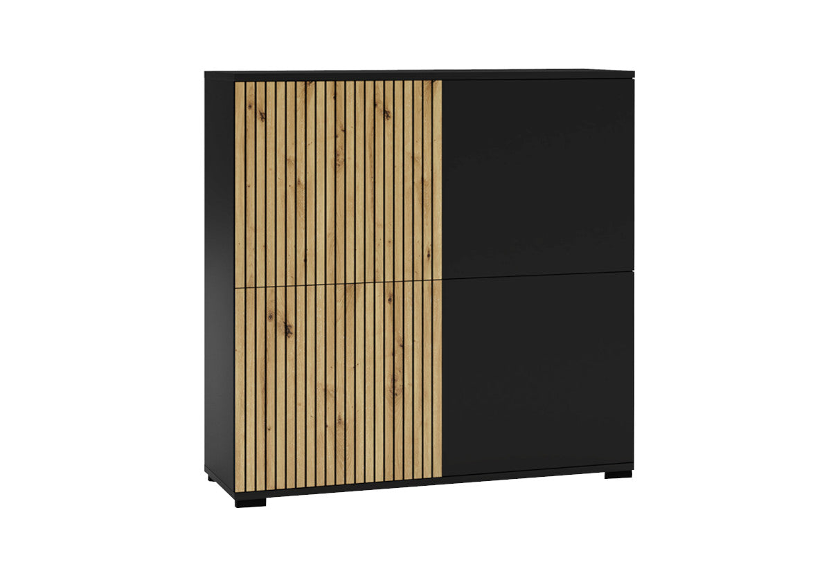 Komoda ROSS, 100x102x40, čierna mat/dub -  - 0