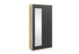 Skriňa AMELI 90 so zrkadlom, 90x185x40, dub artisan/čierna -  - 0