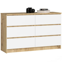 Komoda K120 6SZ, 120,4x77x40, dub artisan/biela -  - 0