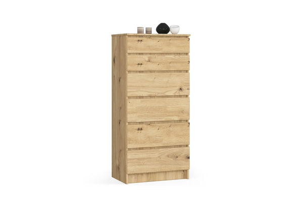 Vysoká komoda K60 6SZ, 60,4x129,3x40, dub artisan -  - 0