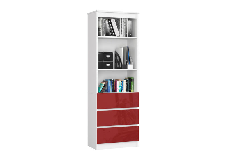 Regál R60 3SZ 2P 2, 60x180x35, biela/červená -  - 0