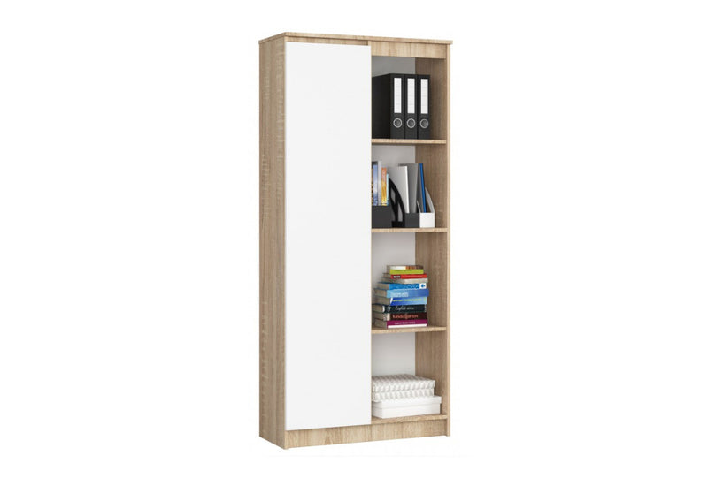 Regál R80 1D 4P 2, 80x180x35, dub sonoma/biela -  - 0