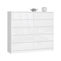 Komoda K140 10SZ, 138x121x40, biela lesk -  - 0