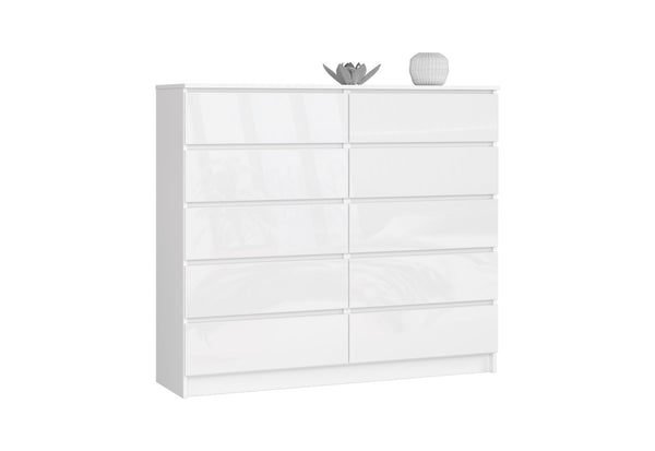 Komoda K140 10SZ, 138x121x40, biela lesk -  - 0