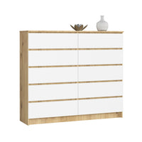 Komoda K140 10SZ 2, 138x121x40, dub artisan/biela -  - 0