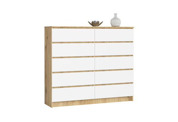 Komoda K140 10SZ 2, 138x121x40, dub artisan/biela -  - 0