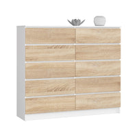 Komoda K140 10SZ 2, 138x121x40, biela/dub sonoma -  - 0