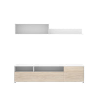 Obývacia stena BAY, 180x44x35, biela/prírodný -  - 0