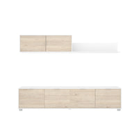 Obývacia stena LIMA, 200x43x40, biela/prírodný -  - 0