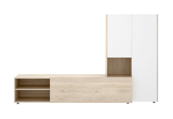 Obývacia stena KEI, 227x140,6x40, prírodný/biela -  - 0