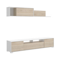 Obývacia zostava KEN, 200x180x41, biela lesk/prírodný -  - 0