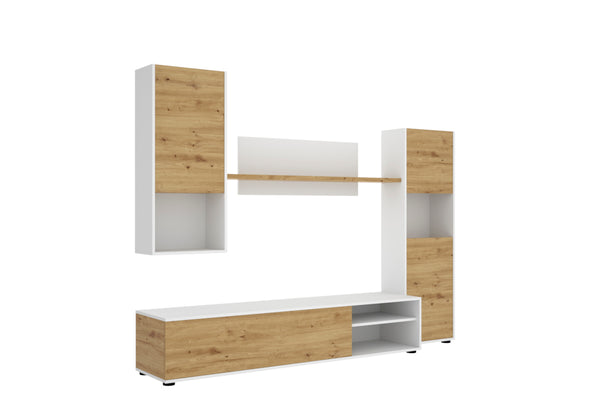 Obývacia zostava LUKA, 220x180x41, biela/nordic -  - 0