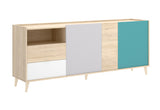 Komoda NOVA 3, 180x75x43, biela/sivá/hnedá/zelená -  - 0