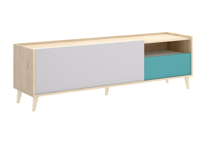 TV stolík NOVA, 155x47x43, sivá/hnedá/zelená -  - 0