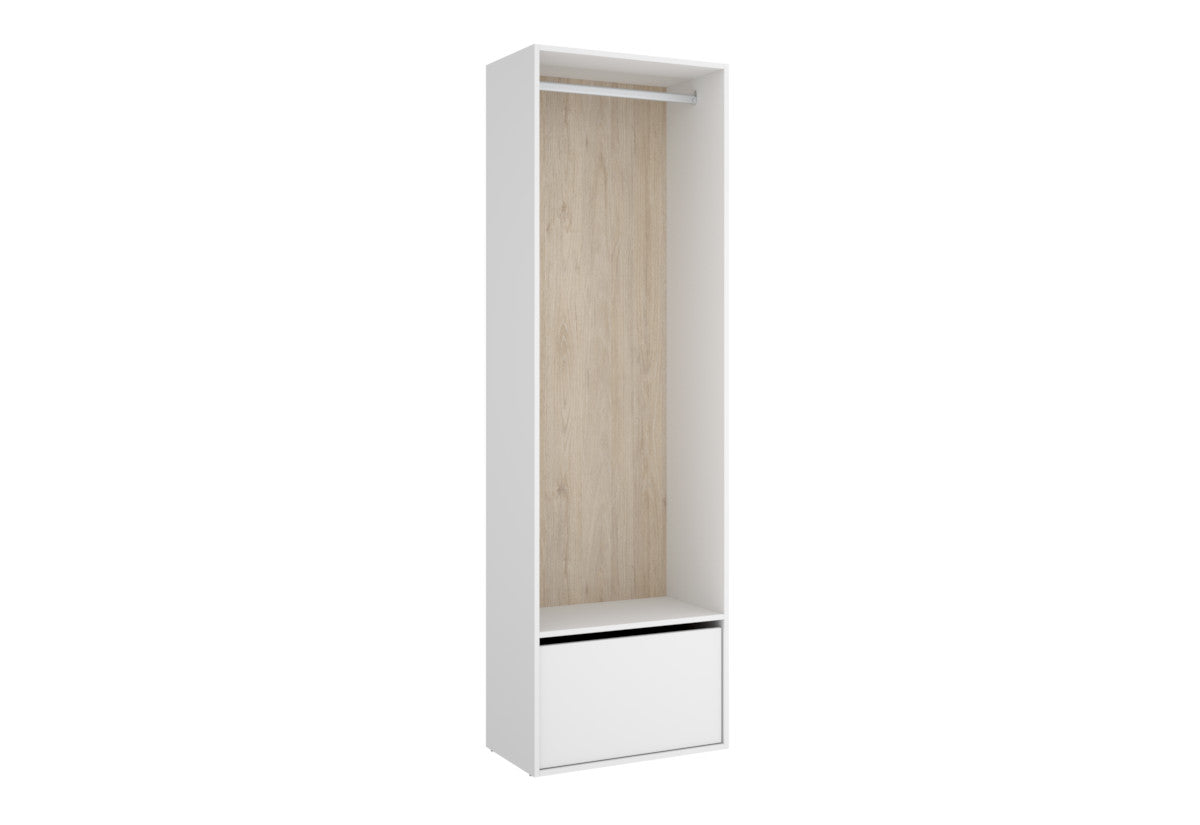 Otvorená šatníková skriňa SUIT 5, 60x205x45, biela/prírodná -  - 0