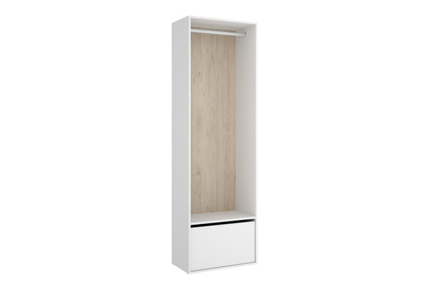 Otvorená šatníková skriňa SUIT 5, 60x205x45, biela/prírodná -  - 0