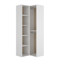 Rohová otvorená šatníková skriňa SUIT, 84,5x205x45, biela/prírodná -  - 0