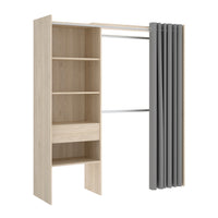 Otvorená šatníková skriňa se závěsem SUIT 2, 160x205x50, prírodná -  - 0
