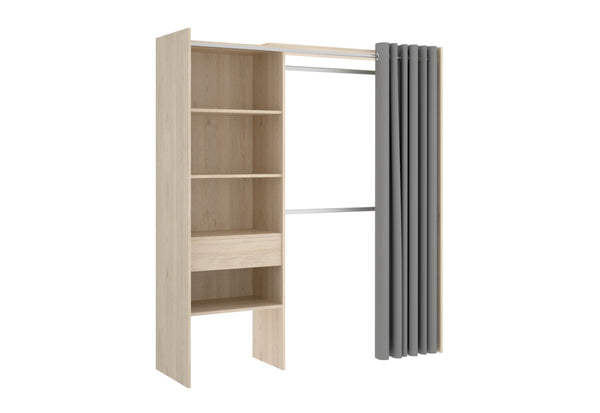 Otvorená šatníková skriňa se závěsem SUIT 2, 160x205x50, prírodná -  - 0