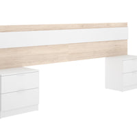 Nočné stolíky s čelom postele NIZA, 248x96x34,2, biela/prírodná -  - 0