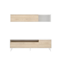 Obývacia stena BONN, 180x180x41, biela/prírodná -  - 0