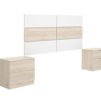 Nočné stolíky s čelom posteleASTRA, 258,6x121,8x34,2, biela/prírodná -  - 0