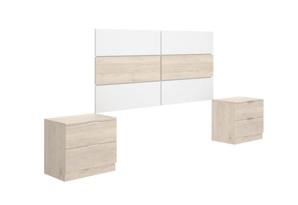 Nočné stolíky s čelom posteleASTRA, 258,6x121,8x34,2, biela/prírodná -  - 0