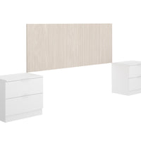 Nočné stolíky s čelom postele LUSA, 258,6x106x34,2, prírodná/biela -  - 0