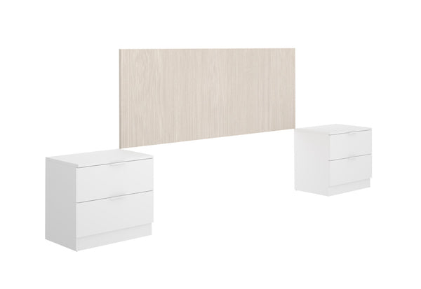 Nočné stolíky s čelom postele LUSA, 258,6x106x34,2, prírodná/biela -  - 0