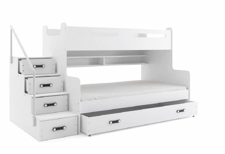 Detská poschodová posteľ MAX 3 COLOR + úložný priestor + matrac + rošt ZADARMO