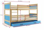 Detská poschodová posteľ RICO 2 COLOR + úložný priestor + matrac + rošt ZADARMO