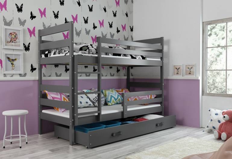 Detská poschodová posteľ ERYK 2 + úložný priestor + matrac + rošt ZADARMO