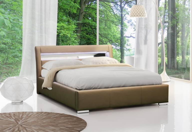 Čalúnená posteľ LEXUS s LED osvetlením + úložný priestor + rošt